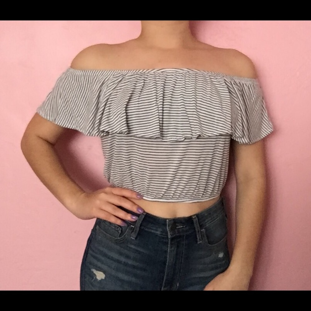 F21 striped off the shoulder